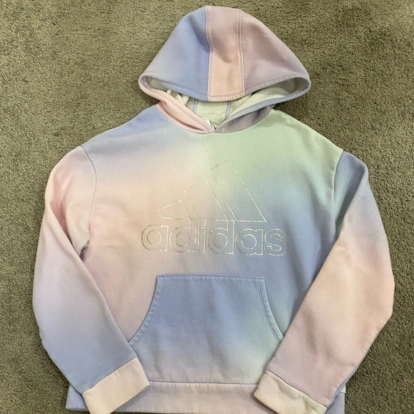 Girls Adidas Rainbow Colorful Hoodie size XL 16 - Picture 3 of 14